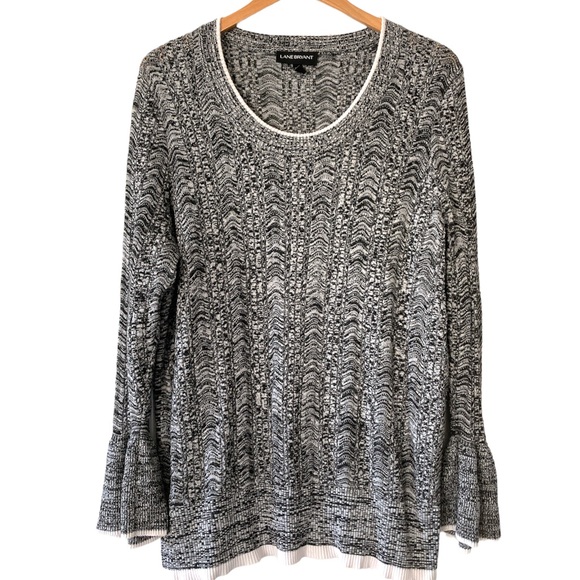 Lane Bryant Sweaters - Lane Bryant 18 20 black and white sweater bell sleeves